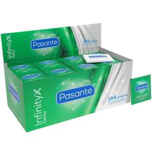 Prezerwatywy przedłużające stosunek - Infinity "X", 144 sztuki - nawilżone Pasante