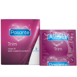 Prezerwatywy lateksowe - Trim Condoms 3 sztuki - węższe i dopasowane, 49 mm., Pasante