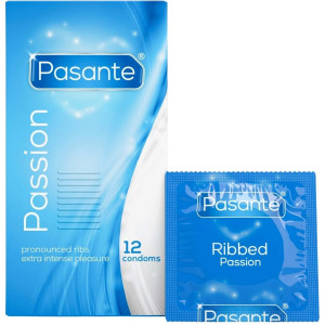 Prezerwatywy lateksowe - Passion Condoms 12 sztuk - z prążkowaniem, wegańskie, Pasante