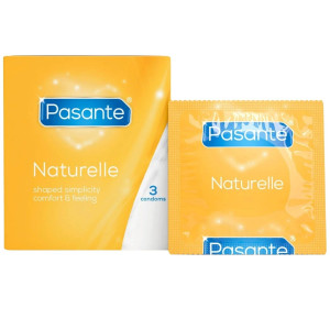 Prezerwatywy lateksowe - Naturelle Condoms 3 sztuki - wegańskie, nawilżone, klasyczne, Pasante