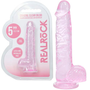 Dildo realistyczne z jądrami i przyssawką - 5" / 12,7 cm - PVC, Różowe - Realrock