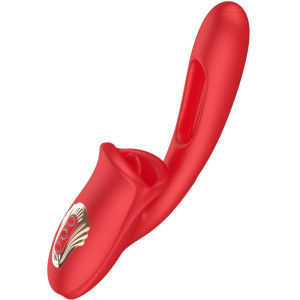 Wibrator stymulujący punkt G - Bite Mouth 3.0 - z języczkiem do łechtaczki, USB Czerwony - Boss Series