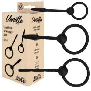 Zestaw dilatorów do penisa - Urethral Massager Set 3 sztuki - Czarne, Silikonowe -Vanilla Twist