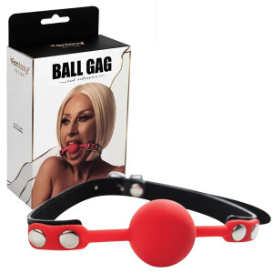 Red silicone ball gag with adjustable straps