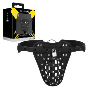 PU Leather Chastity Jock - Black