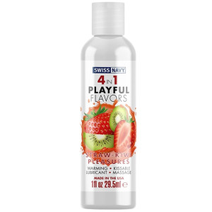 Lubrykant smakowy na bazie wody - Pleasures Flavor 30 ml - rozgrzewający, smak kiwi i truskawki - JO