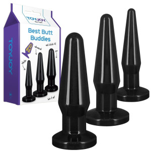 Zestaw korków analnych - BEST BUTT BUDDIES - różne rozmiary, Czarne - ToyJoy