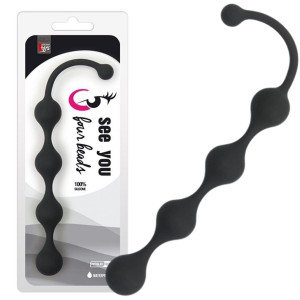 Koraliki analne z uchwytem, Czarne Silikonowe - You2Toys