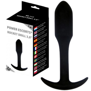 Power Escorts Rocket drill 3,8 inch / 9,6 cm Dyskretny korek analny, Czarny