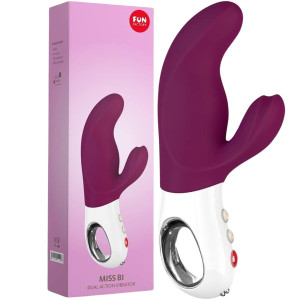 Wibrator łechtaczkowy Miss Bi silikonowy bordowy 17,0 cm z króliczkiem Fun Factory