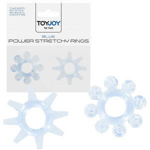 Pierścień erekcyjny Power Stretchy Rings tpe niebieski zestaw wodoodporny ToyJoy