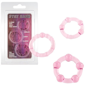 STAY HARD - THREE RINGS - PINK - Zestaw pierścieni uciskowych - 3 szt.