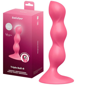 Dildo 20 cm Triple Ball-r czerwony przyssawka analne kulka grawitacyjna Satisfyer