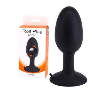 Korek analny Roll Play Large silikonowy czarny 11 cm przyssawka Seven Creations