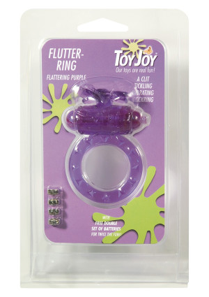 FLUTTER-RING VIBRATING RING - Wibrujący pierścień erekcyjny z króliczkiem, Fioletowy