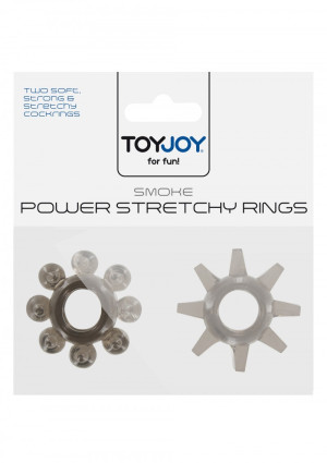 ToyJoy POWER STRETCHY RINGS SMOKE 2PCS - Zestaw pierścieni uciskowych, TPE