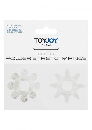 ToyJoy POWER STRETCHY RINGS CLEAR 2PCS - Zestaw pierścieni uciskowych, TPE