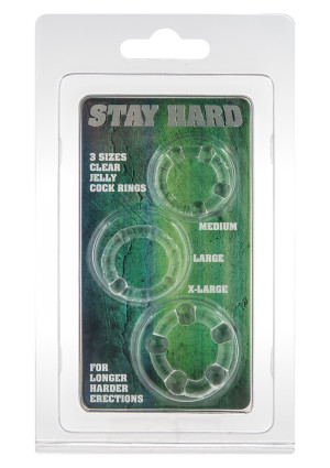 STAY HARD - THREE RINGS - CLEAR - Zestaw pierścieni erekcyjnych