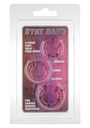 STAY HARD - THREE RINGS - PINK - Zestaw pierścieni uciskowych - 3 szt.