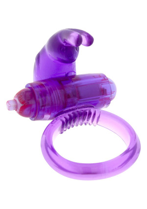 RABBIT TPE PURPLE - Wibrujący pierścień erekcyjny z króliczkiem, Fioletowy