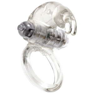 Classic Rabbit Cock Ring Linx - Wibrujący pierścień erekcyjny z króliczkiem, Przezroczysty