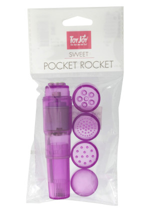 ToyJoy POCKET ROCKET PURPLE - Stymulator z wymiennymi końcówkami, Fioletowy