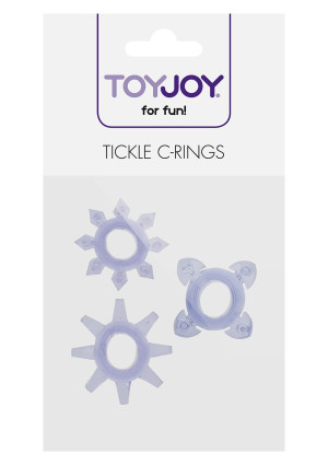 ToyJoy TICKLE C-RINGS PURPLE - Zestaw pierścieni uciskowych na penisa