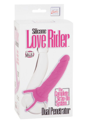 Calexotics DUAL PENETRATOR Samonośny Strap-On na penisa i jądra do podwójnej penetracji, Różowy