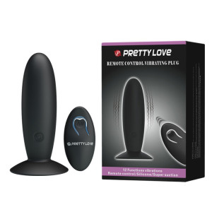Pretty Love - Korek analny z przyssawką - sterowany pilotem - USB, Czarny