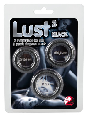 You2Toys Lust 3 black - zestaw pierścieni erekcyjnych
