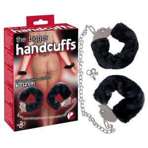The Bigger Handcuffs Kajdanki na ręce z futerkiem, Czarny BDSM
