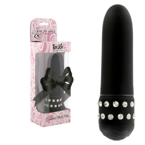 ToyJoy DIAMOND BLACK PETIT VIBE Wibrator Klasyczny z diamencikami, Czarny