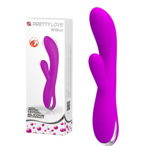 PRETTY LOVE - WILBUR Wibrator z Króliczkiem 12 funkcji wibracji i funkcja grzania USB Fioletowy