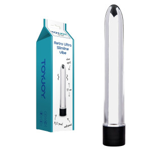 ToyJoy RETRO ULTRA SLIMLINE VIBE Wibrator Klasyczny, Srebrny ABS