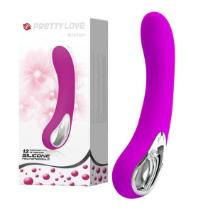 Fioletowy wibrator dopochwowy Alston Usb silikonowy 20 cm stymulujący punkt g Pretty Love