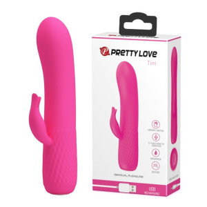 PRETTY LOVE - TIM Wibrator z Króliczkiem 12 funkcji wibracji, USB Różowy