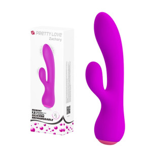 PRETTY LOVE - ZACHARY Wibrator z Króliczkiem 12 funkcji wibracji, USB Fioletowy