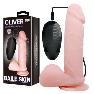 Wibrator realistyczny Oliver tpr cielisty 19,5 cm sterowanie pilot przewodowy BAILE