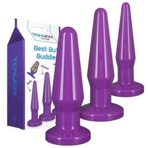 ToyJoy BEST BUTT BUDDIES Zestaw korków analnych - różne wymiary, Fioletowe