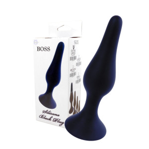 Boss Series Plug S Wąski korek analny z przyssawką, Czarny