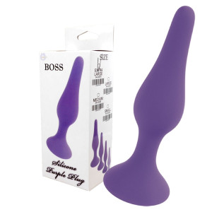 Boss Series Plug XL Wąski korek analny z przyssawką, Fioletowy
