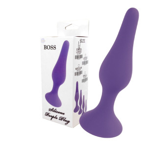 Boss Series Plug L Wąski korek analny z przyssawką, Fioletowy