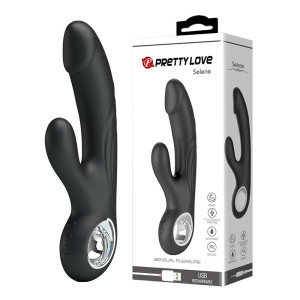 Czarny wibrator dopochwowy Selene Usb silikonowy 19 cm stymulujący punkt g Pretty Love