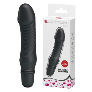 PRETTY LOVE - STEV, BLACK, 10 function Wibrator do stymulacji pochwy i odbytu, Czarny Silikonowy