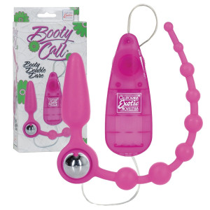 Calexotics BOOTY CALL BOOTY DOUBLE DARE Korek analny z koralikami 2w1 - z wibracjami, Różowy