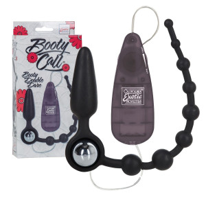 Calexotics BOOTY CALL BOOTY DOUBLE DARE Korek analny z koralikami 2w1 - z wibracjami, Czarny