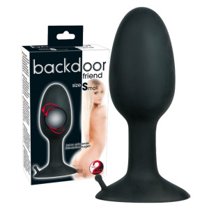 You2Toys Backdoor Friend S Korek analny z kulką grawitacyjną, Czarny Silikonowy