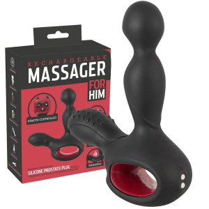 Silicone Prostate Pl Podgrzewany masażer prostaty z wibracjami, USB Czarny