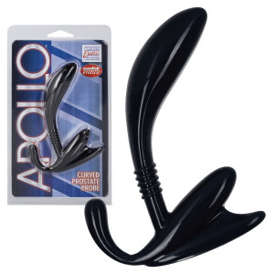 Masażer prostaty Apollo Curved tpr czarny 11 cm analne wodoodporny California Exotic