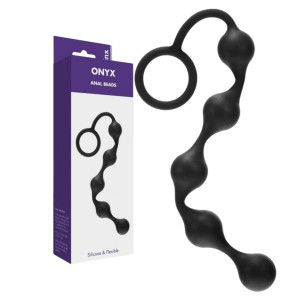 Sonda analna Onyx Uchwytem silikonowy czarny 20 cm połączone kulki wodoodporny Kinx